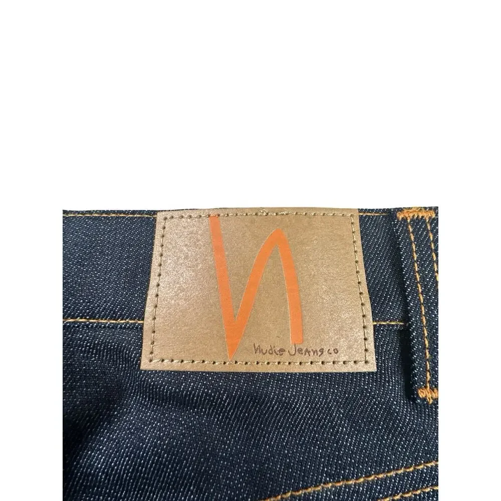 Nudie Jeans Mens 30x32 Grim Tim Dry Open Navy Button Fly 5 Pocket Slim Straight